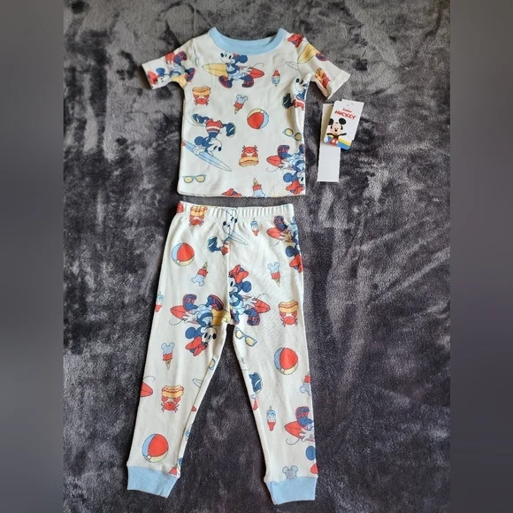 Disney Mickey & Minnie mouse Summer Toddler boy girl 2 piece Pajama Set, 2t 3t 4 - Picture 4 of 6